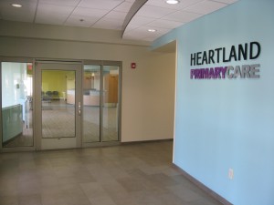 Lobby of New Health Care Building in Lenexa for Family Health located near Praire Star Parkway